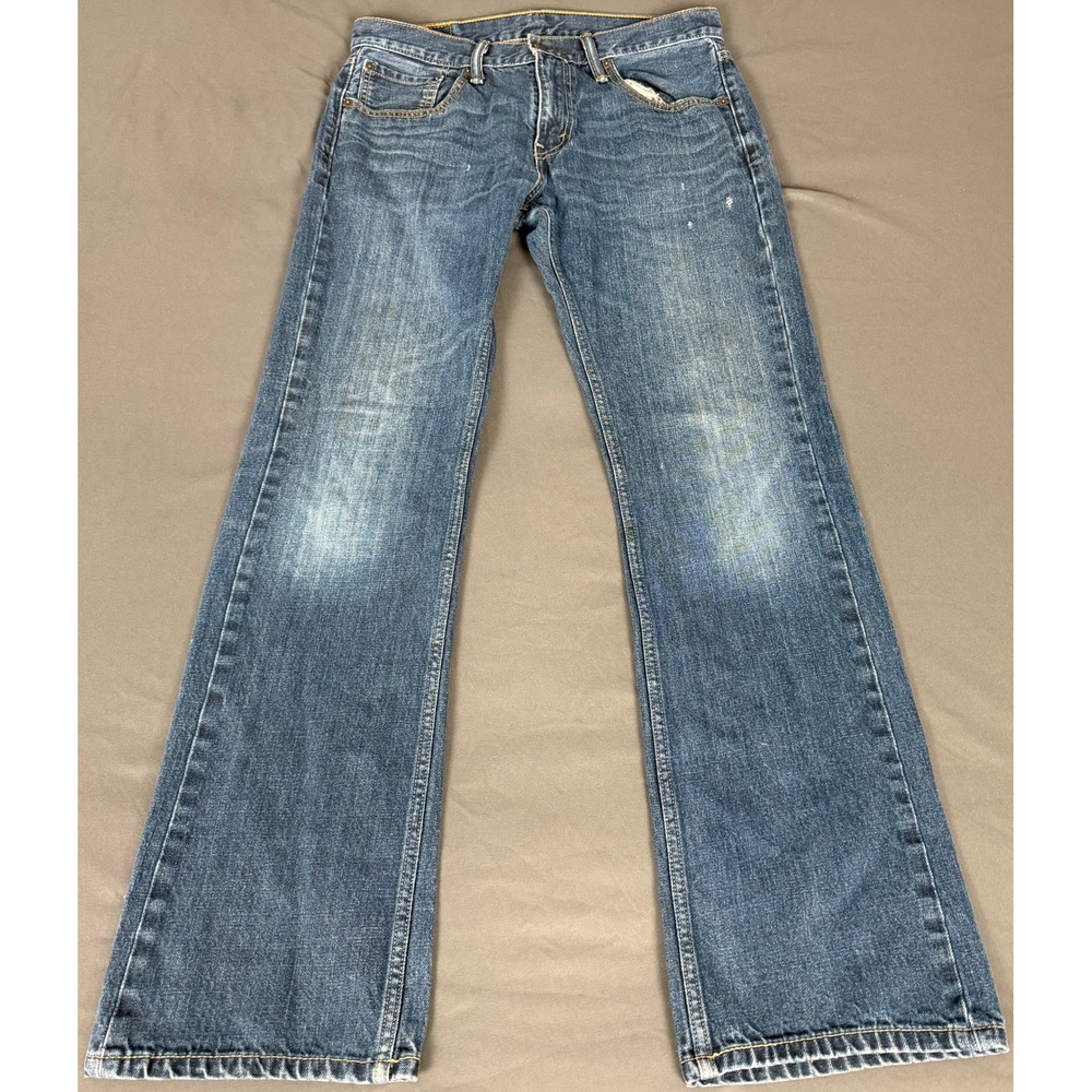Levi's 527 Slim Bootcut Jeans Mens 32x34 Blue Distressed Medium Wash Denim